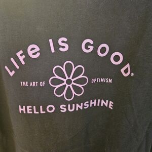 👕 Life Is Good Black Tee HELLO SUNSHINE Large